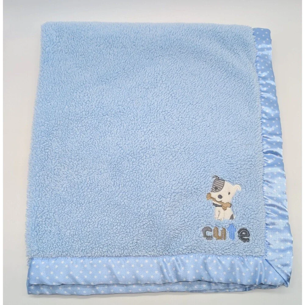 Carter's Child Of Mine Blue Baby Blanket Satin Trim 
